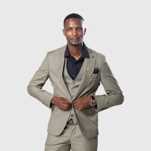 Marco Lorenzo -Taupe Sharkskin 3PCS Suit