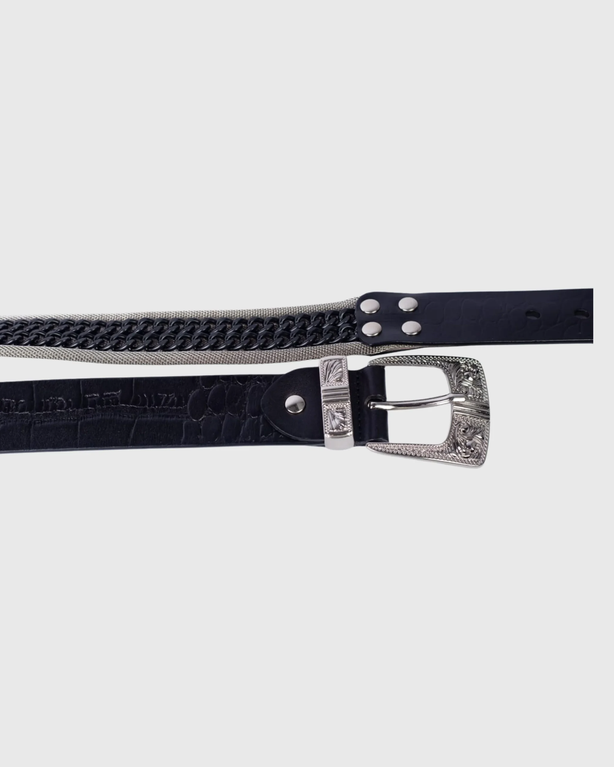 Twin Silver Curb Black Chain Nani Belt - Image 4
