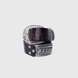 Silver Concho Nani Leather Belt-Brown