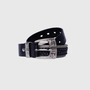 Twin Silver Curb Black Chain Nani Belt