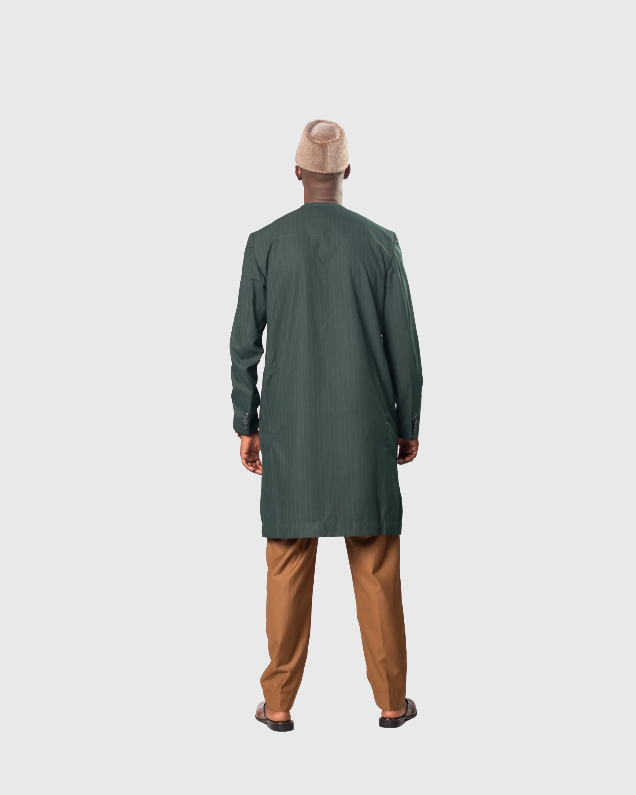 Paris Dakar Embroidered Danshiki Set - Forest Green/Brown - Image 2