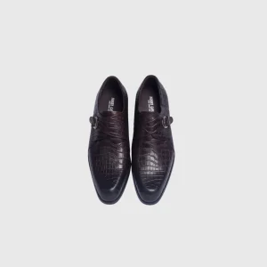 Nobby Cavalli Croc-Embossed Single Monk Strap Loafers