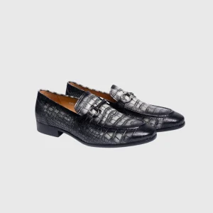 Nobby Cavalli - Smoked Crocodile Horsebit Loafers