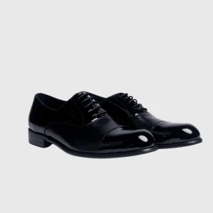 Nobby Cavalli-Black Mirror Polished  Square-Toe Oxford