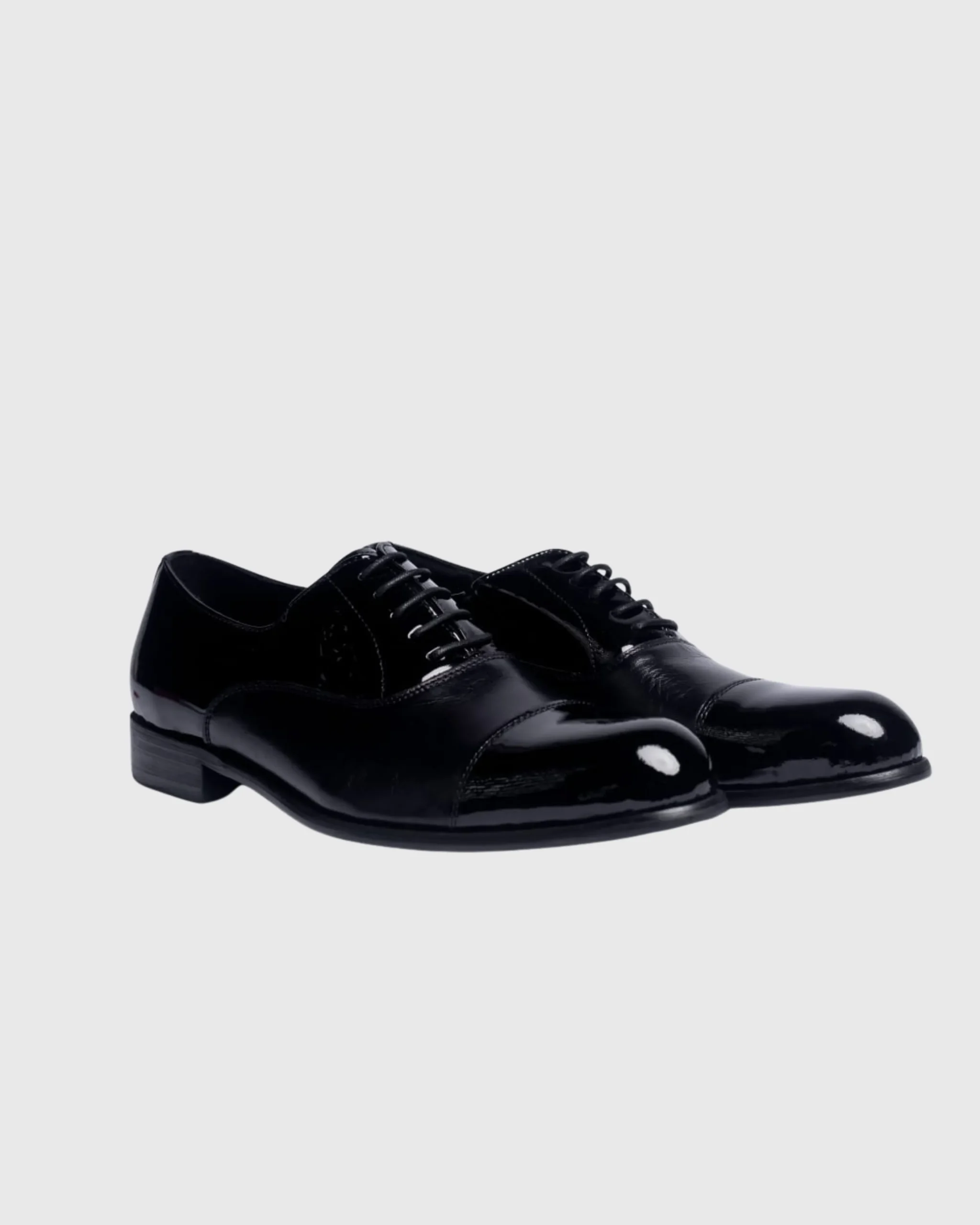 Nobby Cavalli-Black Mirror Polished Square-Toe Oxford