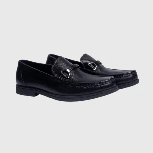 Nobby Cavalli-Black Pebble-Grain Bit Loafer